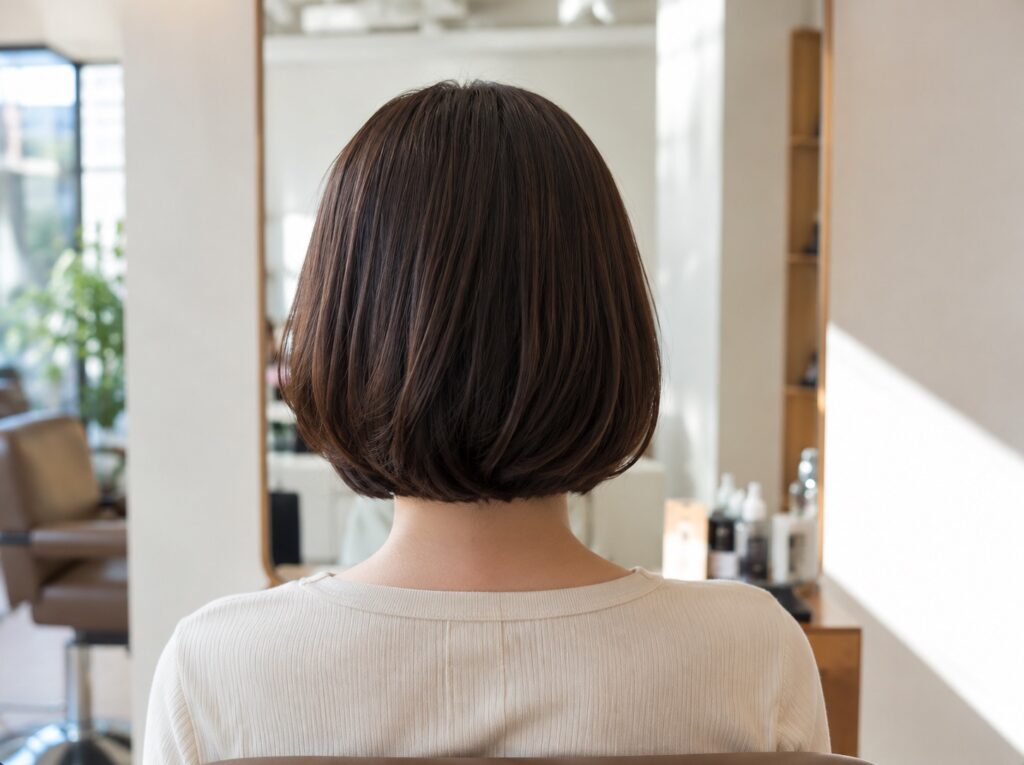 어깨 위 클래식 보브 뒷모습