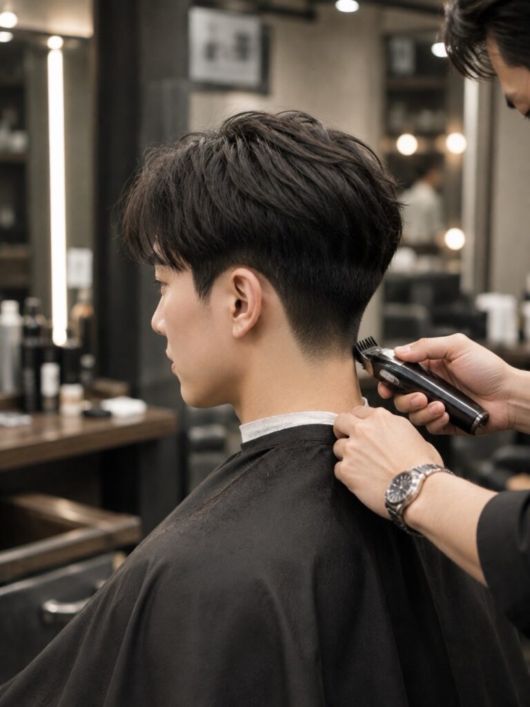 투블럭 컷의 옆모습